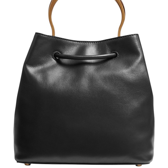 DONNA KARAN LAWRENCE BUCKET BAG BLACK W/GOLD HANDLE - Picture 2 of 13